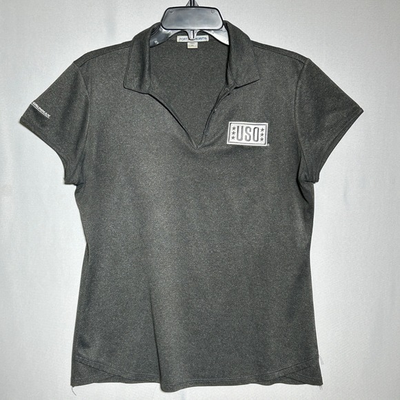 USO x Northrop Grumman Port Authority Gray Heather Polo Shirt Women's MEDIUM